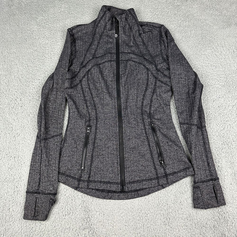 Lululemon Define Jacket Womens 6 Black Running Full Zip Herringbone Gym